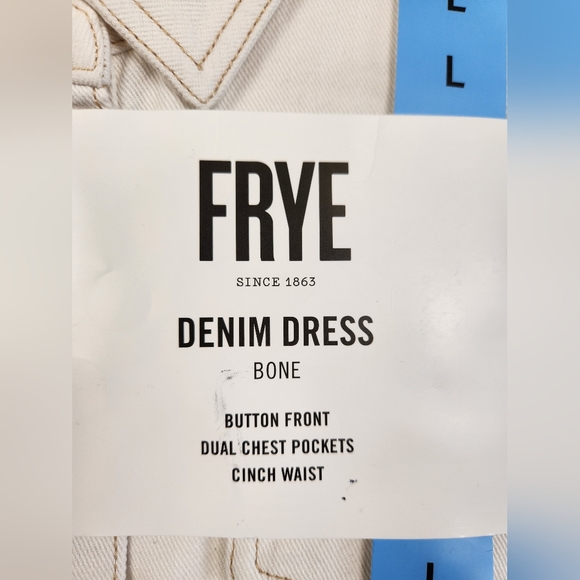 Frye Women's Denim Midi Button Front Dress Size L Ivory Wash Cowgirl NWT - Picture 2 of 7